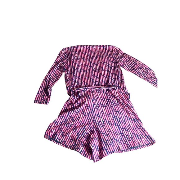 Lilly Pulitzer Pink Geometric Print Karlie Romper XXS Long Sleeves & Tie Belt - Picture 5 of 6